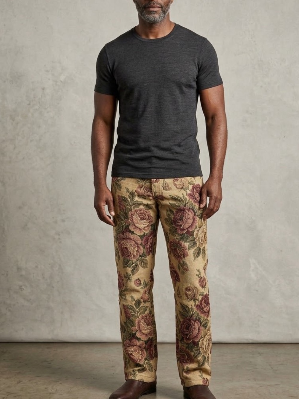 BoohooMAN Floral Tapestry Woven Straight Leg Pants 36